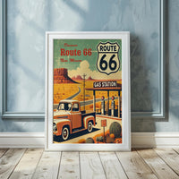 Route 66 Travel Poster: Vintage Ford Truck, New Mexico Desert Art