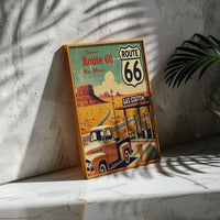 Route 66 Travel Poster: Vintage Ford Truck, New Mexico Desert Art