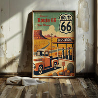 Route 66 Travel Poster: Vintage Ford Truck, New Mexico Desert Art