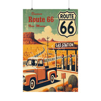 Route 66 Travel Poster: Vintage Ford Truck, New Mexico Desert Art