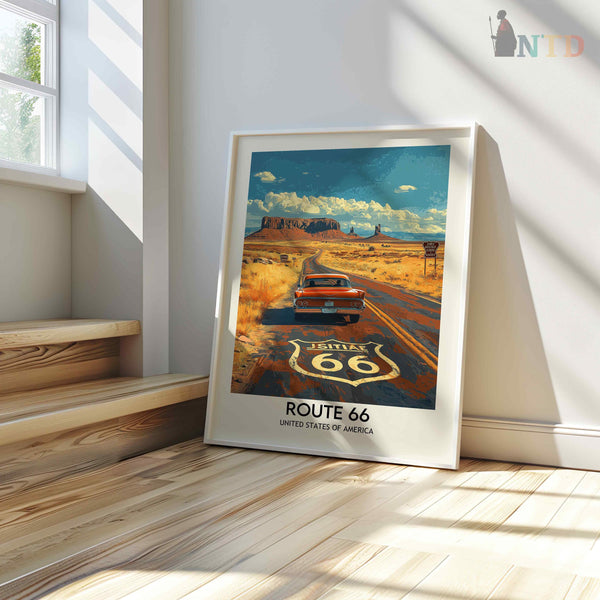 Route 66 Wall Art, Route 66 Print, Route 66 Art, Route Gift, Travel Print, Travel Poster, Housewarming Gift, Route 66 Artwork, Route 66