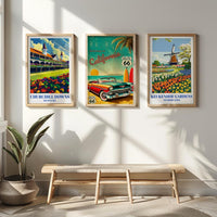 Route 66 California Coast Travel Poster: Retro Road Trip Wall Art