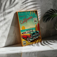 Route 66 California Coast Travel Poster: Retro Road Trip Wall Art