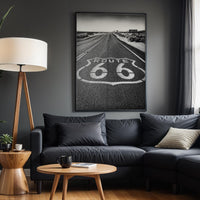 Historic Route 66 Poster | Vintage Route 66 Art for AirBnB Decor | Black and White Wall Print for Condo