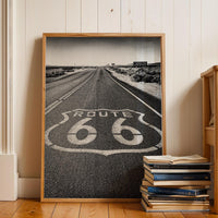 Historic Route 66 Poster | Vintage Route 66 Art for AirBnB Decor | Black and White Wall Print for Condo