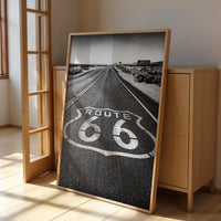 Historic Route 66 Poster | Vintage Route 66 Art for AirBnB Decor | Black and White Wall Print for Condo