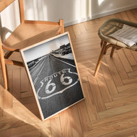 Historic Route 66 Poster | Vintage Route 66 Art for AirBnB Decor | Black and White Wall Print for Condo