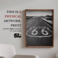 Historic Route 66 Poster | Vintage Route 66 Art for AirBnB Decor | Black and White Wall Print for Condo