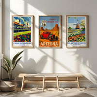 Route 66 Hot Rod Art Print: Vintage Arizona Travel Poster