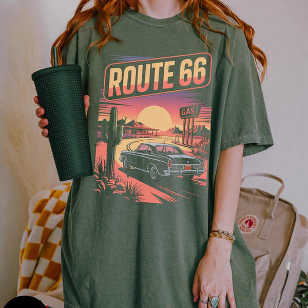 Vintage Route 66 T-Shirt, Retro Road Trip Tee