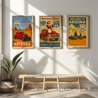 Vintage Route 66 Diner Poster: 1950s Retro Americana Wall Art