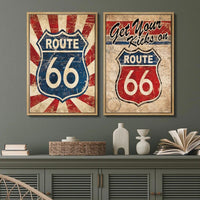 Route 66 Wall Art Printable Retro Travel Poster Vintage Road Sign Decor Route 66 Print Set Americana Garage Wall Art Instant Download