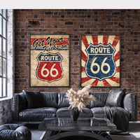 Route 66 Wall Art Printable Retro Travel Poster Vintage Road Sign Decor Route 66 Print Set Americana Garage Wall Art Instant Download