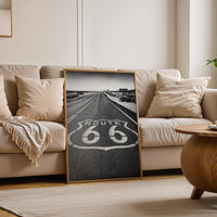 Historic Route 66 Poster | Vintage Route 66 Art for AirBnB Decor | Black and White Wall Print for Condo