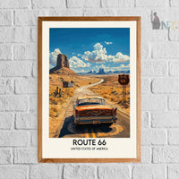 Route 66 Wall Art, Route 66 Print, Route 66 Art, Route Gift, Travel Print, Travel Poster, Housewarming Gift, Route 66 Artwork, Route 66