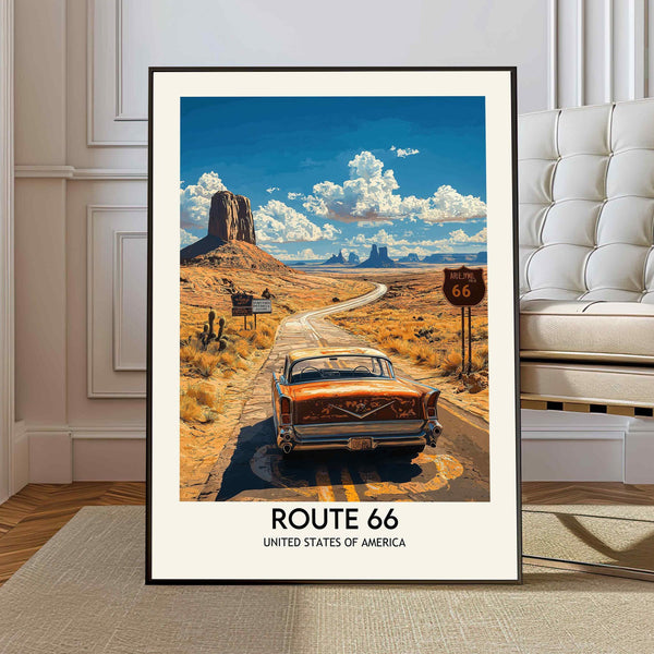 Route 66 Wall Art, Route 66 Print, Route 66 Art, Route Gift, Travel Print, Travel Poster, Housewarming Gift, Route 66 Artwork, Route 66