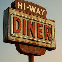 Route 66 Retro Gas Station Print – Vintage Americana Wall Art – Digital Download