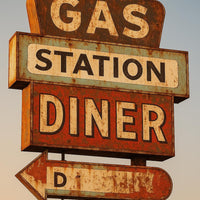Route 66 Retro Gas Station Print – Vintage Americana Wall Art – Digital Download