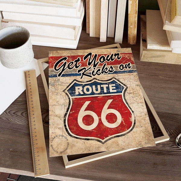 Route 66 Wall Art Printable Retro Travel Poster Vintage Road Sign Decor Route 66 Print Set Americana Garage Wall Art Instant Download
