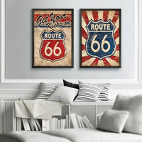 Route 66 Wall Art Printable Retro Travel Poster Vintage Road Sign Decor Route 66 Print Set Americana Garage Wall Art Instant Download