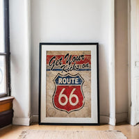 Route 66 Wall Art Printable Retro Travel Poster Vintage Road Sign Decor Route 66 Print Set Americana Garage Wall Art Instant Download