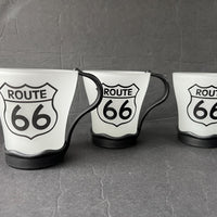Vintage Frosted Glass Route 66 Mugs Set of 5 * New * Unused
