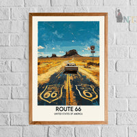Route 66 Wall Art, Route 66 Print, Route 66 Art, Route Gift, Travel Print, Travel Poster, Housewarming Gift, Route 66 Artwork, Route 66