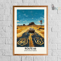 Route 66 Wall Art, Route 66 Print, Route 66 Art, Route Gift, Travel Print, Travel Poster, Housewarming Gift, Route 66 Artwork, Route 66