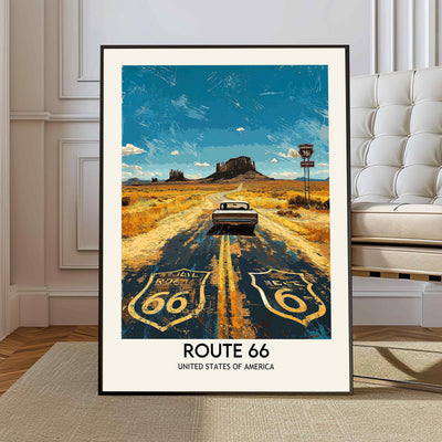 Route 66 Wall Art, Route 66 Print, Route 66 Art, Route Gift, Travel Print, Travel Poster, Housewarming Gift, Route 66 Artwork, Route 66