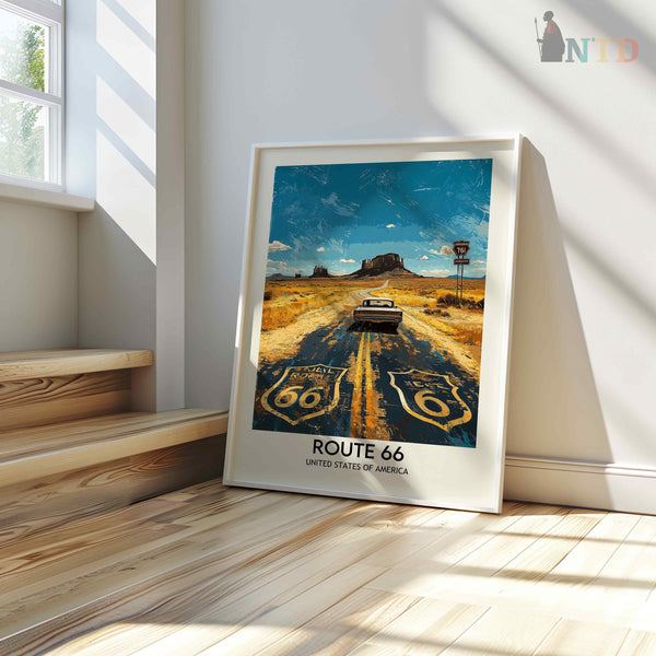 Route 66 Wall Art, Route 66 Print, Route 66 Art, Route Gift, Travel Print, Travel Poster, Housewarming Gift, Route 66 Artwork, Route 66