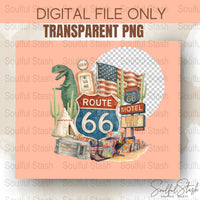 Route 66 PNG, Retro America Clipart, Vintage USA Shirt Graphic, T-Shirt Digital, Road Trip, Patriotic Gift Idea, Vacation Sublimation Design