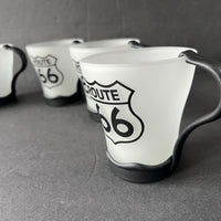 Vintage Frosted Glass Route 66 Mugs Set of 5 * New * Unused