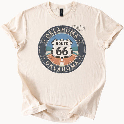 Oklahoma Route 66 Graphic T Shirt Retro Road Trip Tee Unique Highway Sign Travel Shirt Classic Oklahoma Souvenir Gift Shirt