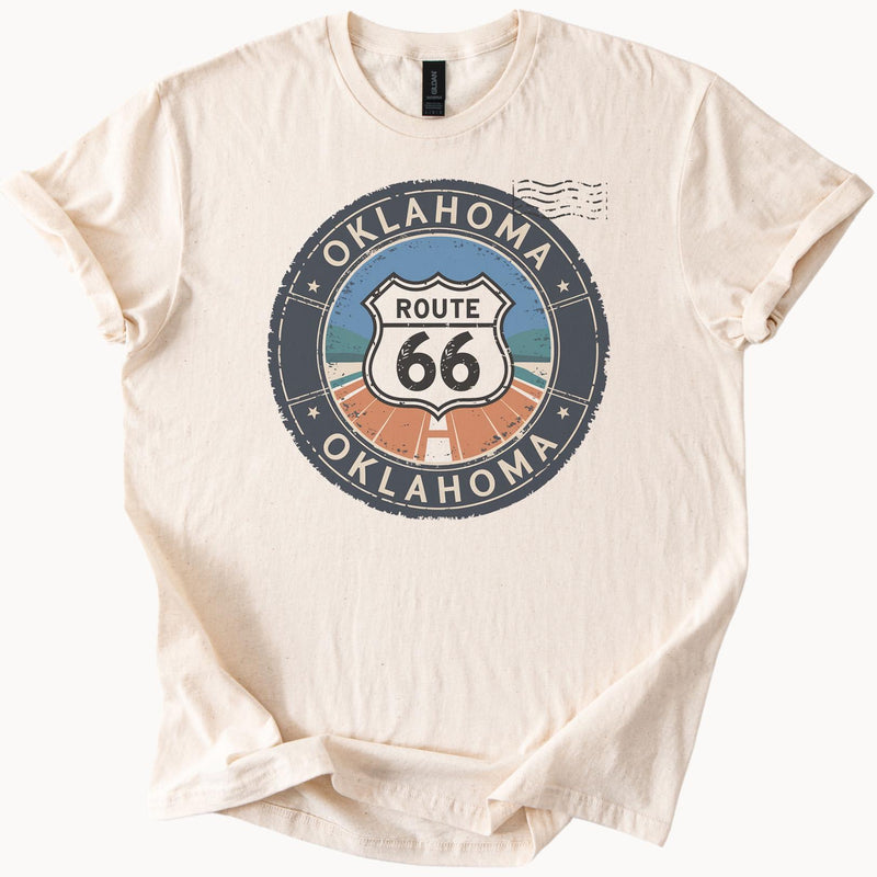Oklahoma Route 66 Graphic T Shirt Retro Road Trip Tee Unique Highway Sign Travel Shirt Classic Oklahoma Souvenir Gift Shirt
