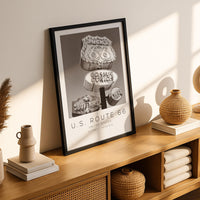 U.S. Route 66 United States Travel Photo Poster BW, U.S. Route 66 Travel Print, Minimalist Travel Poster Print
