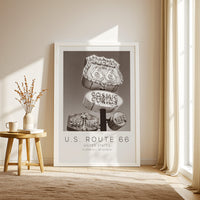 U.S. Route 66 United States Travel Photo Poster BW, U.S. Route 66 Travel Print, Minimalist Travel Poster Print