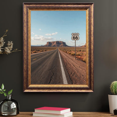 Route 66 Sign Wall Art – Vintage Desert Road Print – Americana Landscape – Printable Digital Download