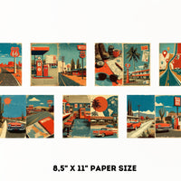 Route 66 Junk Journal Kit – 15 Vintage Travel Collage Pages & Cards | Printable Retro Road Trip Ephemera | USA Highway Journal Scrapbook