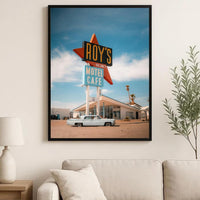 Route 66 Wall Art – Retro Motel Print, Vintage Car Photography, California Road Trip Poster, Travel Decor Digital Download