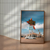 Route 66 Wall Art – Retro Motel Print, Vintage Car Photography, California Road Trip Poster, Travel Decor Digital Download