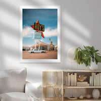 Route 66 Wall Art – Retro Motel Print, Vintage Car Photography, California Road Trip Poster, Travel Decor Digital Download
