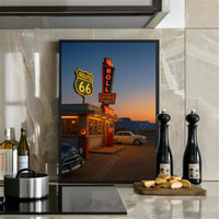 retro diner print arizona desert wall art route 66 poster 80s vintage car art sunset poster dream print usa aesthetic 60s american wall art