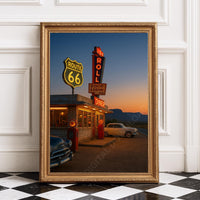 retro diner print arizona desert wall art route 66 poster 80s vintage car art sunset poster dream print usa aesthetic 60s american wall art