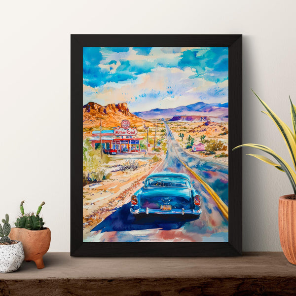 Route 66 watercolor poster Wall Art Route 66 Wall Hanging Home Décor Route 66 Gift Art Lovers USA Art Lover Gift USA wall art