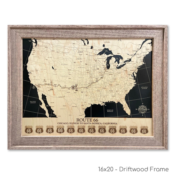 Route 66 Wood Map: Engraved USA Road Trip Décor