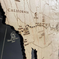 Route 66 Wood Map: Engraved USA Road Trip Décor