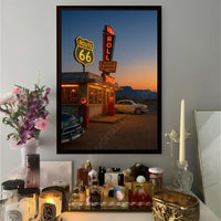 retro diner print arizona desert wall art route 66 poster 80s vintage car art sunset poster dream print usa aesthetic 60s american wall art