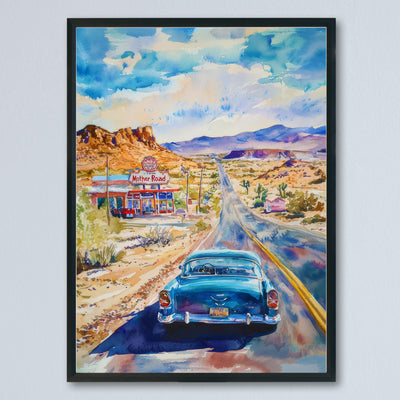 Route 66 watercolor poster Wall Art Route 66 Wall Hanging Home Décor Route 66 Gift Art Lovers USA Art Lover Gift USA wall art