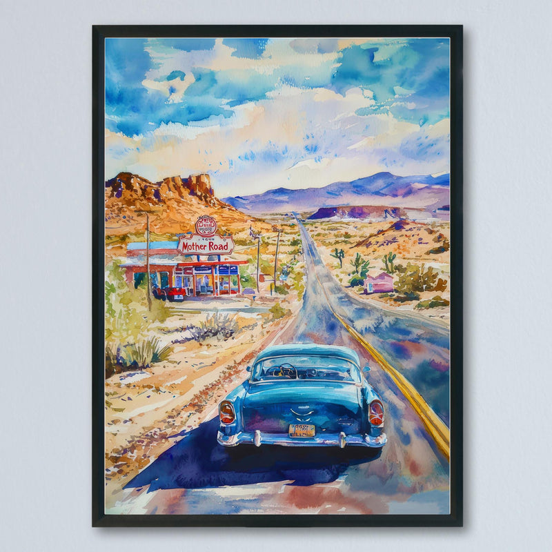 Route 66 watercolor poster Wall Art Route 66 Wall Hanging Home Décor Route 66 Gift Art Lovers USA Art Lover Gift USA wall art