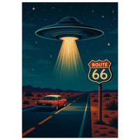 UFO Route 66 Poster: Retro Sci-Fi Americana Art Print